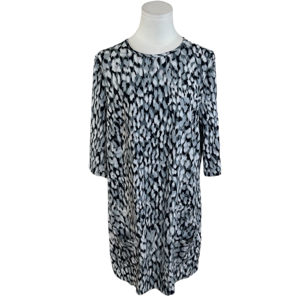 BANANA REPUBLIC Shift Slip Dress Gray Animal Print Watercolor Size 8‎ Party Work